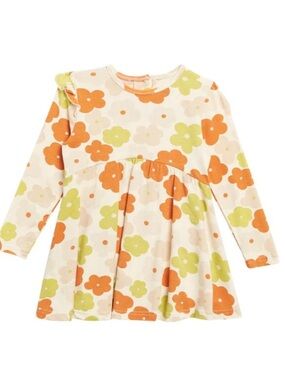Dot Australia Cream Floral Frill Long-Sleeve Dress for Kids